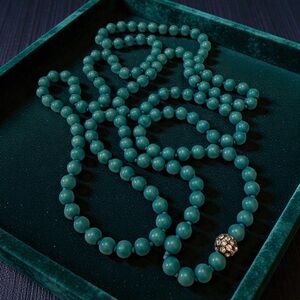 Vintage 26 Inch Extra Long Matte Finish Heavy Beaded Turquoise Necklace